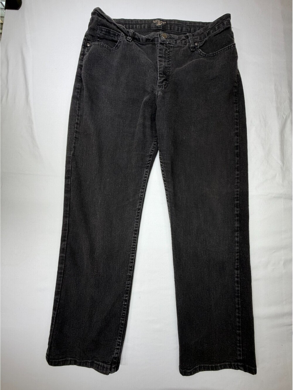 Riders By Lee Women's Jeans Wide Leg Dark Wash Denim 5 Pocket Size 16 Black